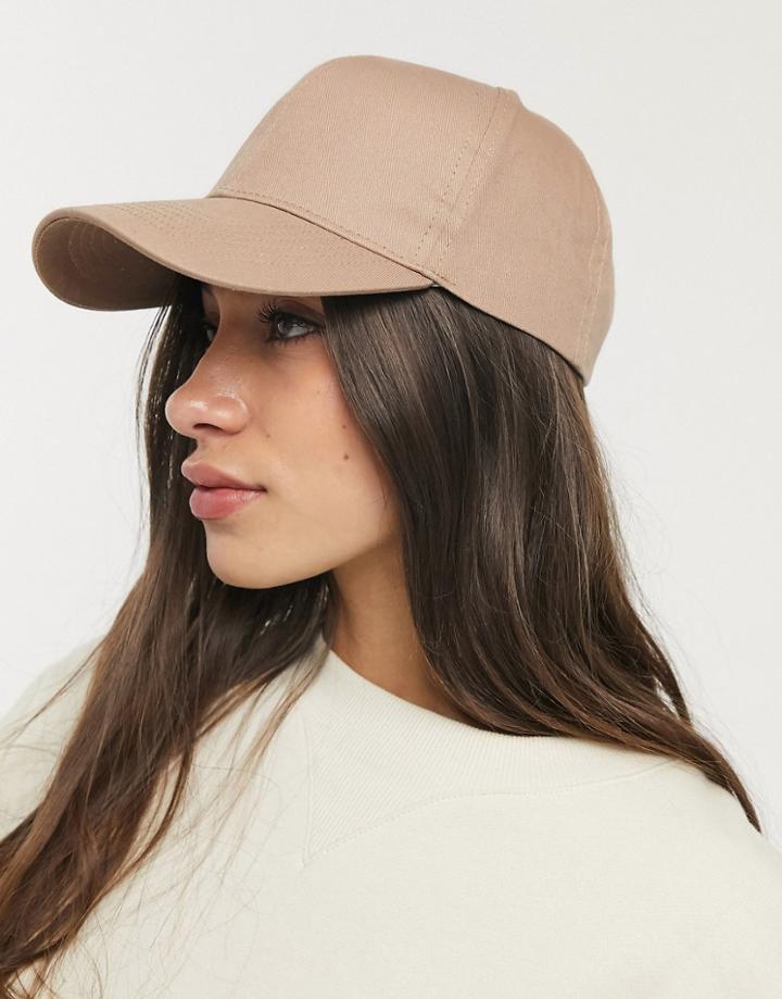 Asos Design Baseball Cap In Stone-neutral
