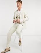 Asos Design Wedding Super Skinny Suit Pants In Stone Micro Texture-neutral