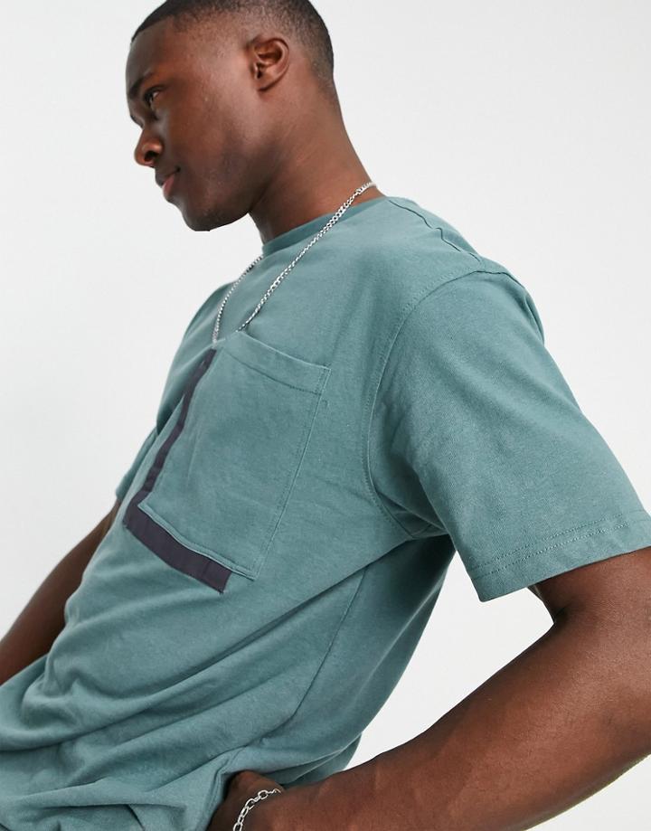 Another Influence Boxy Oversized Pocket T-shirt In Teal-navy
