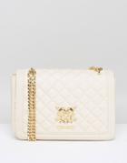 Love Moschino Quilted Shoulder Bag With Chain - Cream