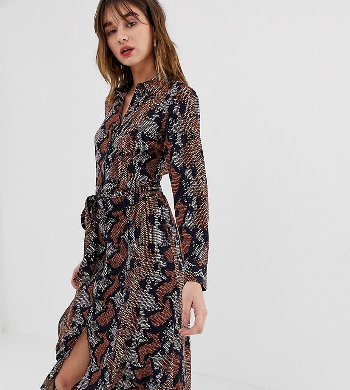 Warehouse Shirt Dress In Snake Print - Yellow