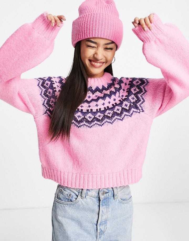 Stradivarius Pattern Detail Sweater In Pink