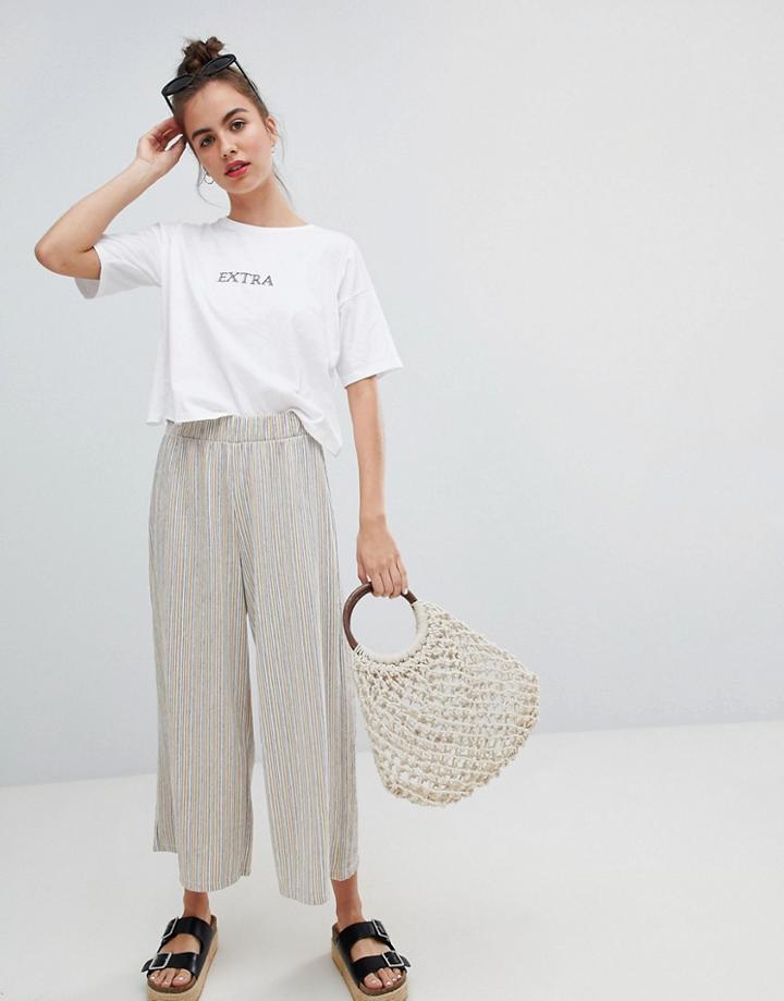 Pull & Bear Stripe Elastic Waist Pants - Multi