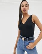 Asos Design V-neck Tank Body In Black - Black