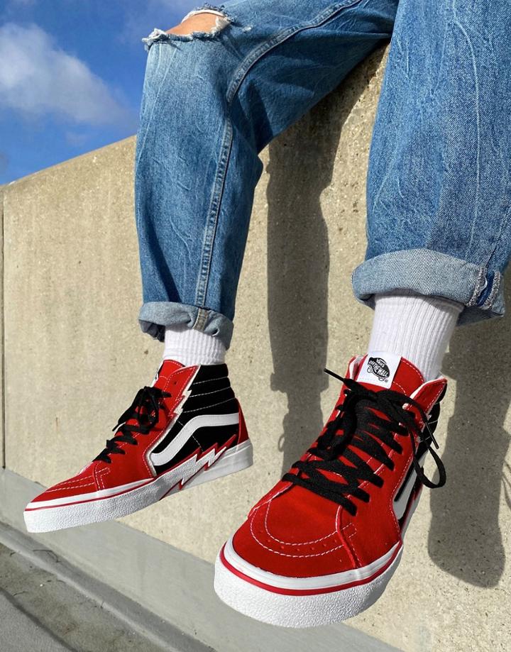 Vans Sk8-hi Bolt Sneakers In Red-gray