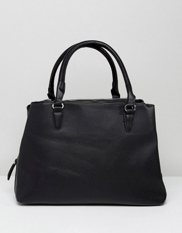 Stradivarius Double Zipper Tote Bag - Black