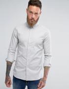 Asos Skinny Twill Shirt In Pale Gray - Gray