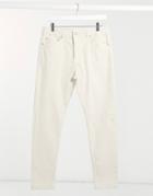 Topman Stretch Tapered Jeans In Ecru-neutral