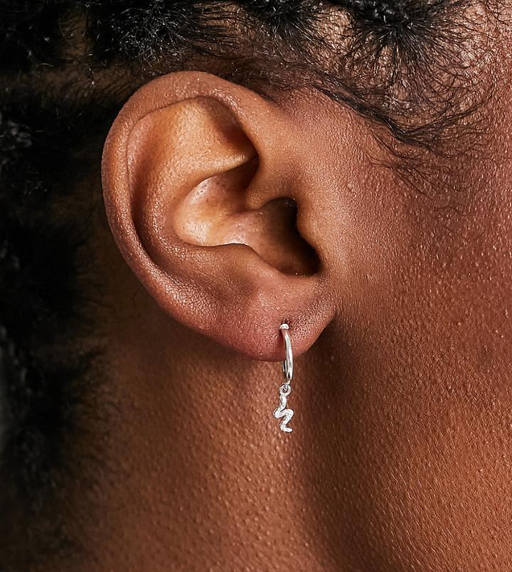 Kingsley Ryan Sterling Silver Snake Charm Hoop Earrings