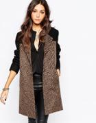 Religion Eternal Tailored Wool Coat With Leopard Print Panels