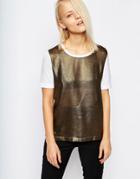 Selcted Suri T-shirt With Lurex Front - Multi