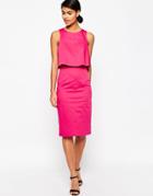 Asos Structured Double Layer Pencil Dress - Pink