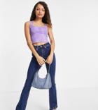 Asos Design Petite Square Neck Tank Top In Purple Tie Dye