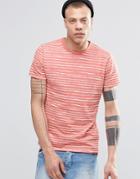 Threadbare Striped T-shirt With Chest Pocket - Orange