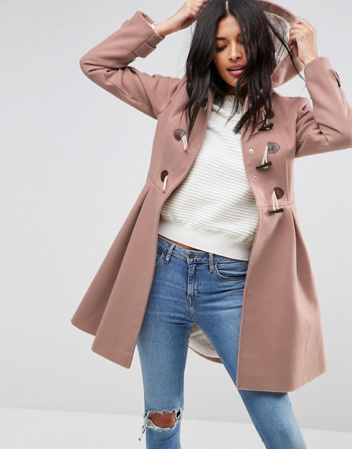 Asos Skirted Duffle Coat - Pink