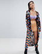 Jaded London Festival Maxi Kimono In Rainbow Sequins - Multi