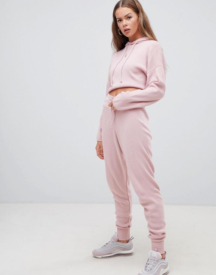 Boohoo Tapered Leg Jogger Two-piece In Pink - Pink