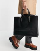 French Connection Square Top Handle Tote In Black