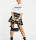 Only Petite Pleated Mini Skirt In Green Check-multi