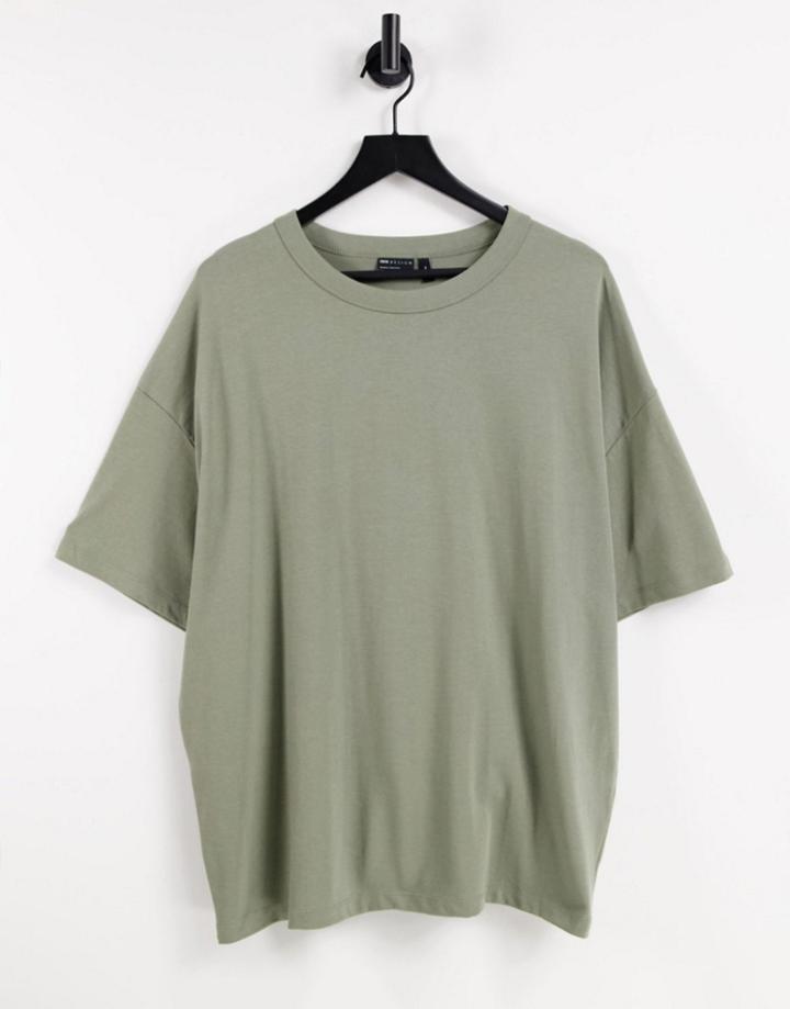 Asos Design Organic Oversized Heavyweight T-shirt In Khaki-green