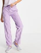 Vans Terry Cloth Slit Pants In Purple Gingham