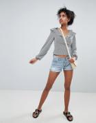 Monki Distressed Denim Shorts In Light Blue - Blue