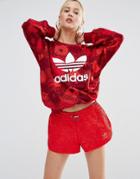 Adidas Originals Floral Sweatshirt With Trefoil Logo - Red