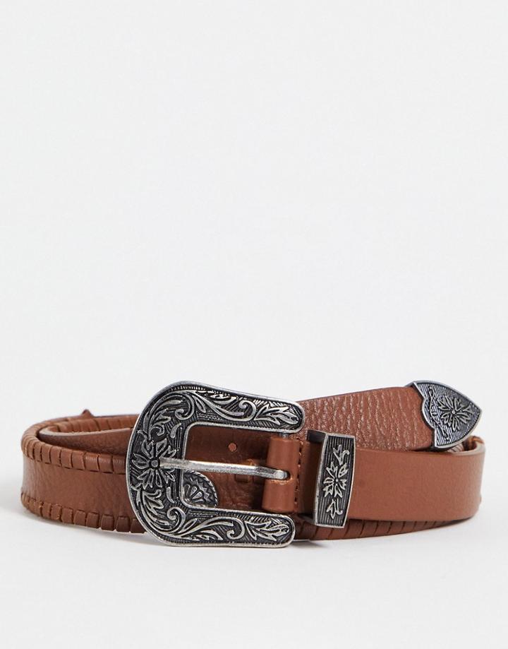 Urbancode Suede Western Belt In Tan-brown