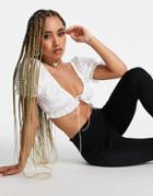 Femme Luxe Milkmaid Satin Crop Top In White