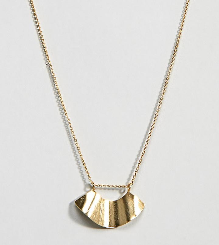 Asos Design Sterling Silver Fluid Shape Satin Finish Necklace - Gold