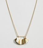 Asos Design Sterling Silver Fluid Shape Satin Finish Necklace - Gold