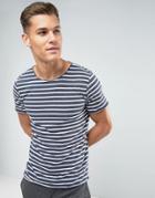 Selected Homme T-shirt With Stripe And Scoop Neck - Navy
