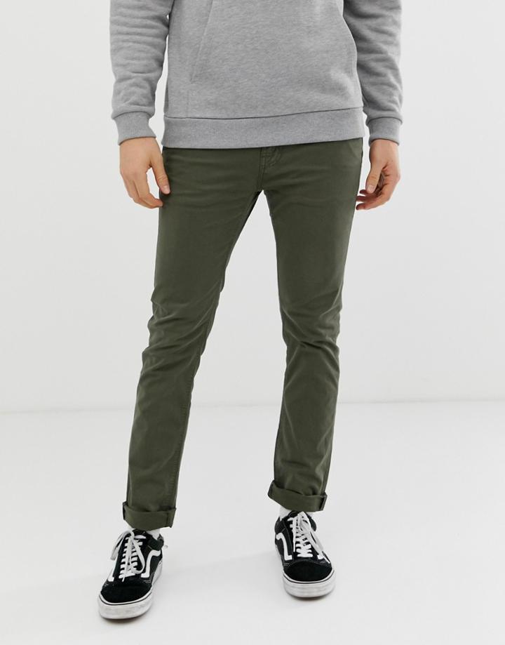 Nudie Jeans Co Slim Adam Chinos In Bunker Green - Beige