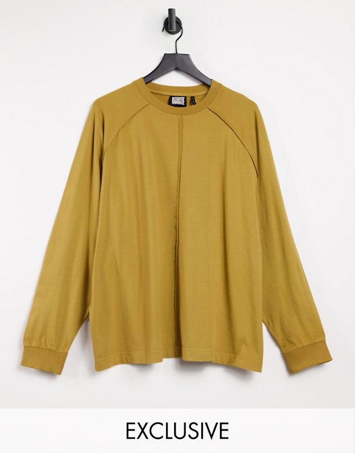 Reclaimed Vintage Inspired Long Sleeve Raglan Seam Detail T-shirt-yellow