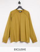 Reclaimed Vintage Inspired Long Sleeve Raglan Seam Detail T-shirt-yellow