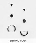 Kingsley Ryan 3-pack Black Enamel Earrings In Sterling Silver