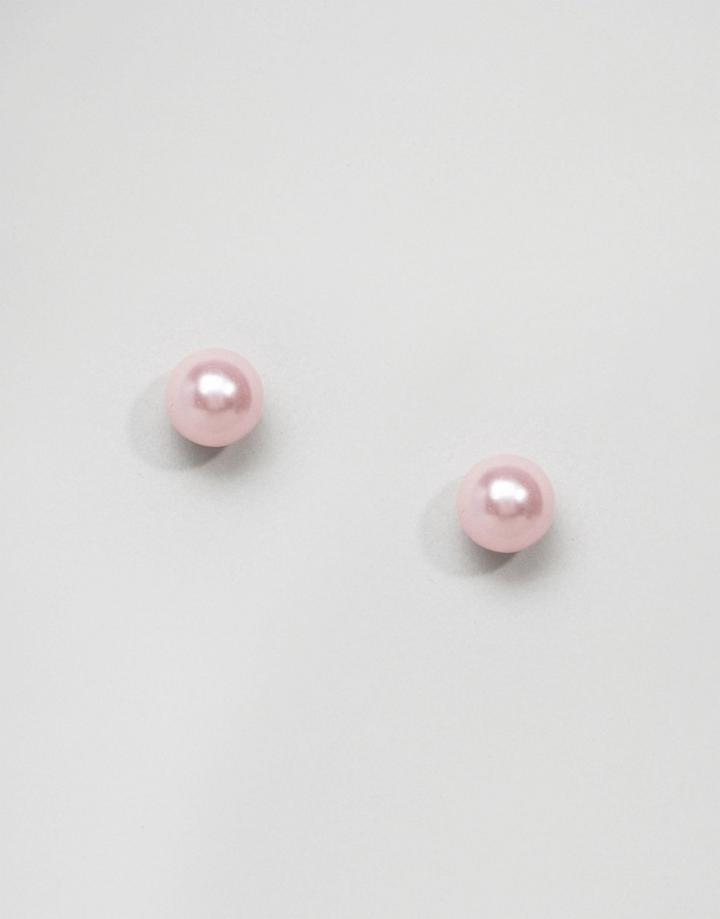 Pieces Medio Faux Pearl Stud Earrings - Pink