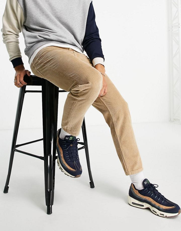 Asos Design Corduroy Classic Rigid Jeans In Stone-brown