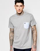Fred Perry T-shirt In Pique With Contrast Pocket - Steel Marl