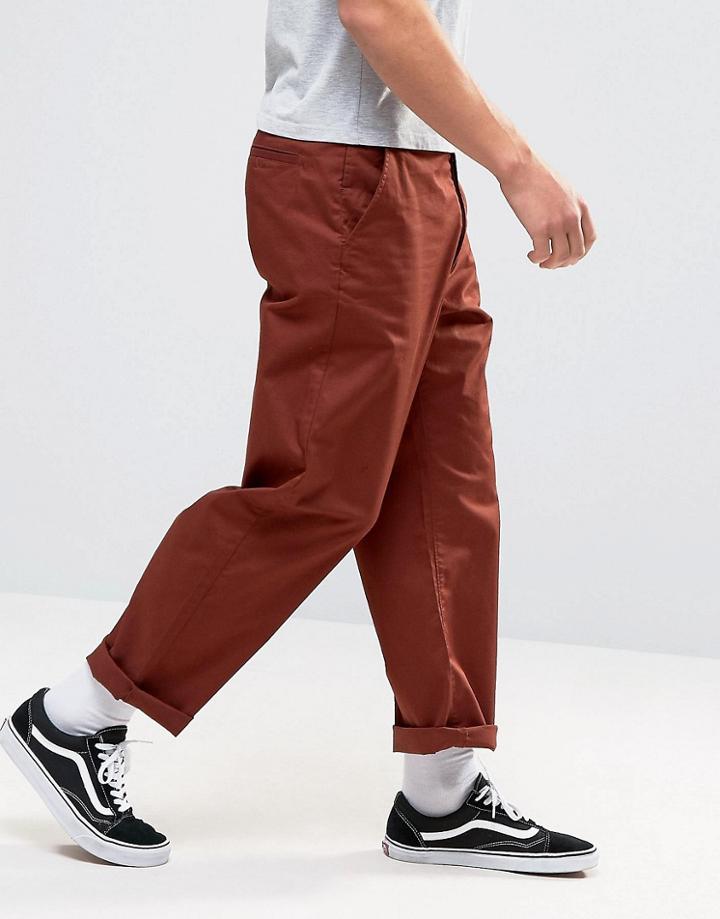 Asos Wide Leg Chinos In Rust - Brown