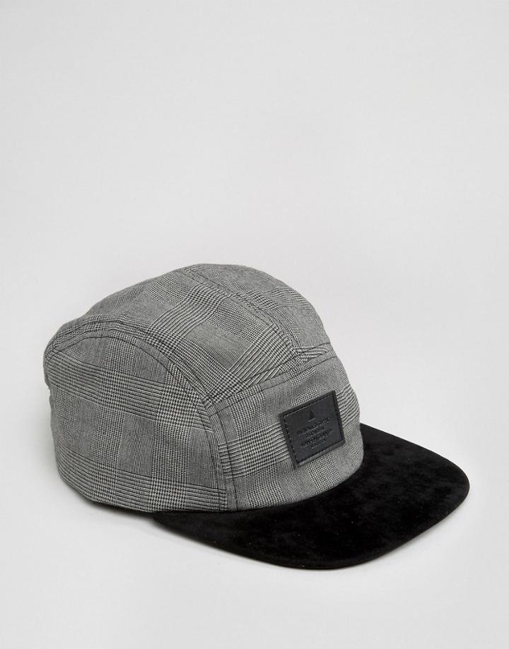 Asos 5 Panel Cap In Check - Gray