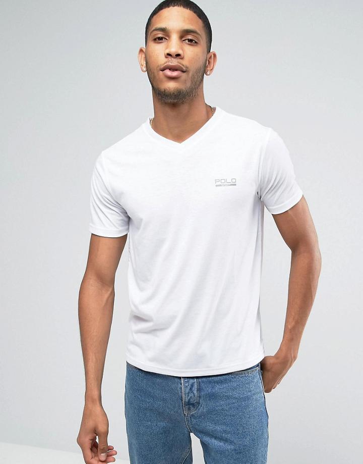 Polo Sport By Ralph Lauren Regular Fit Vneck Logo T-shirt In White - W