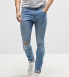Brooklyn Supply Co Light Washed Denim Dyker Jeans In Super Skinny Fit With Distressing - Blue