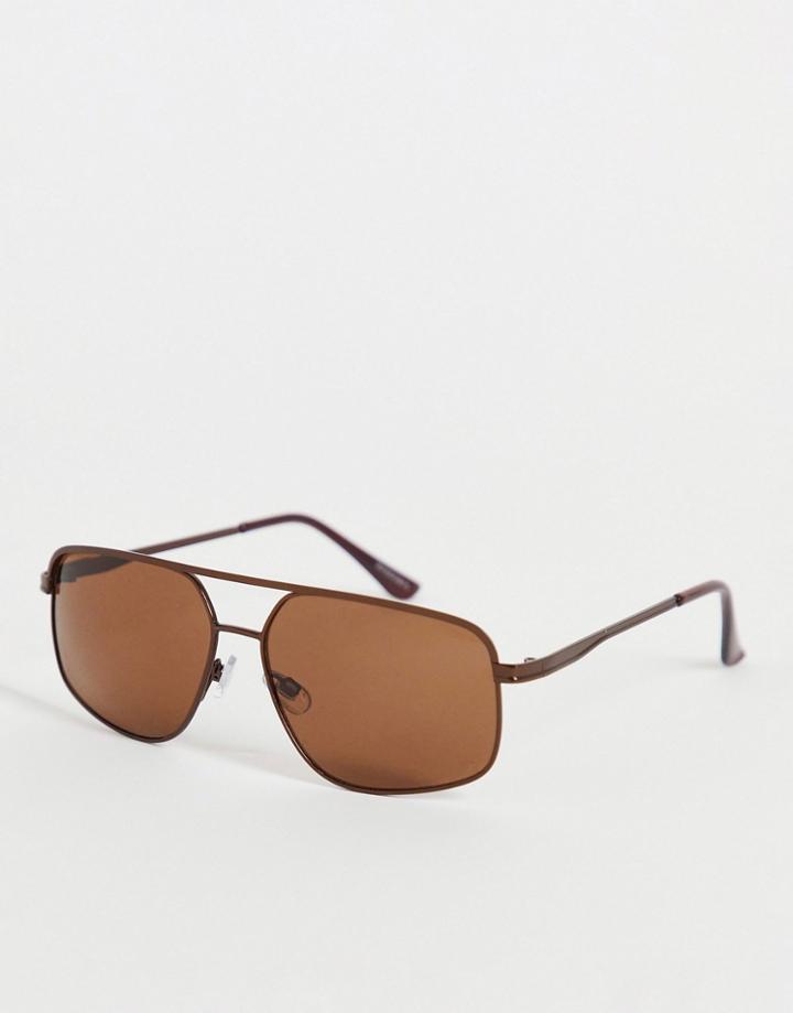 Madein Aviator Sunglasses With Brown Lenses