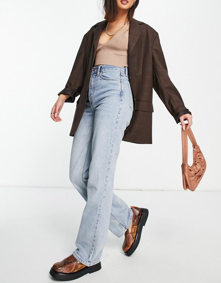 Topshop Kort Jeans In Bleach-blues