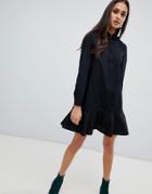 Asos Design Peplum Mini Shirt Dress - Black