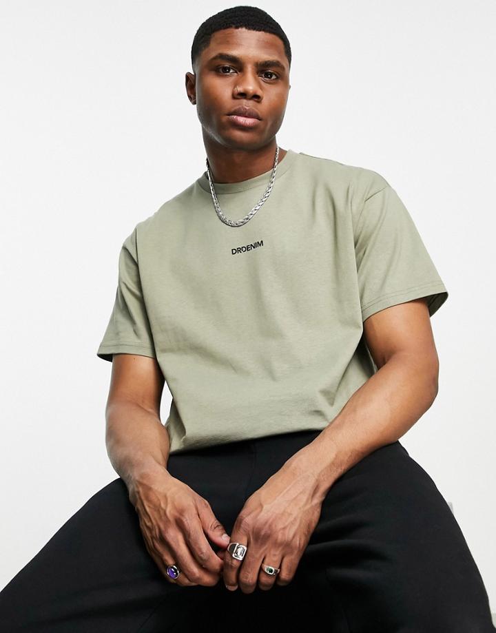 Dr Denim Chest Logo T-shirt In Khaki-green