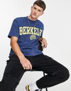 Topman Oversized Fit T-shirt With Berkeley Print In Blue-blues