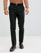Asos Slim Suit Pants In 100% Wool Harris Tweed In Green Herringbone - Green