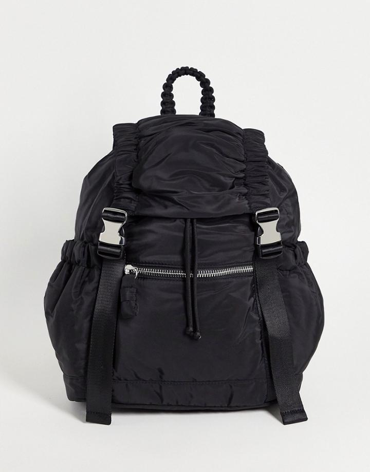 Topshop Scrunchie Nylon Backpack-black